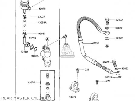 REAR MASTER CYLINDER - KX125-E1 KX125 1986 USA CANADA