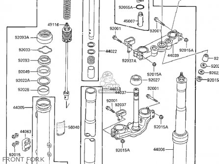 FRONT FORK - KX125-E1 KX125 1986 USA CANADA