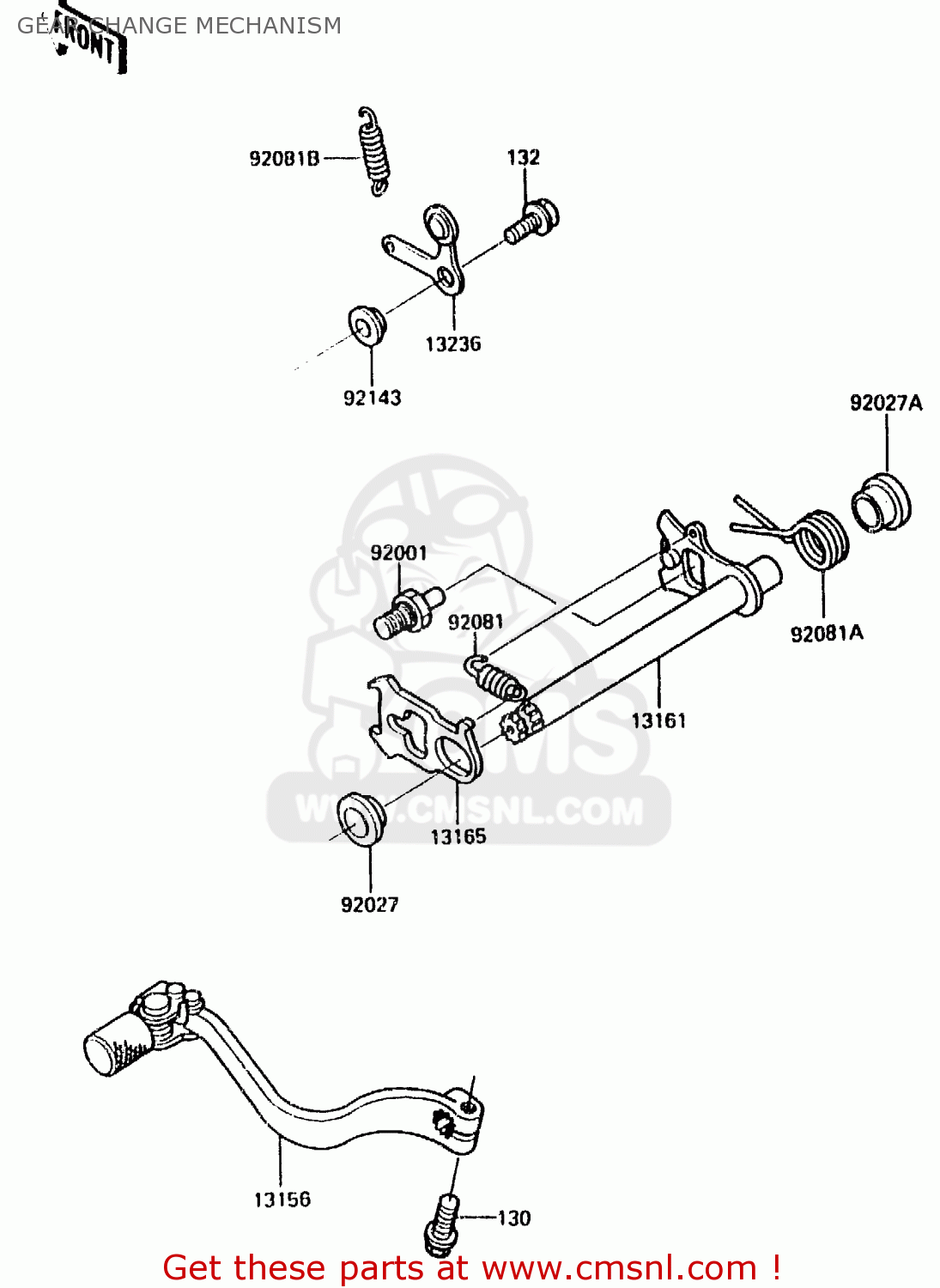 GEAR CHANGE MECHANISM KX125-E2 1987 EUROPE UK AL