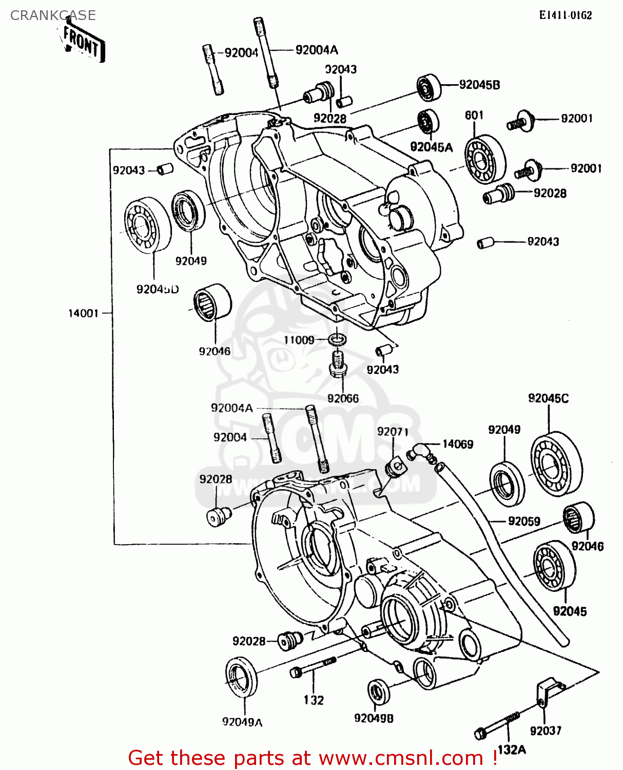 CRANKCASE KX125-E2 1987 EUROPE UK AL