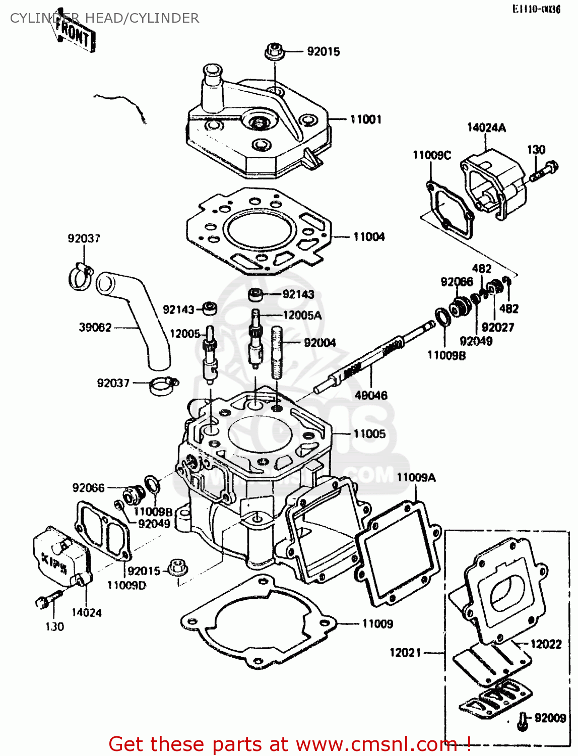 CYLINDER HEAD/CYLINDER KX125-E2 1987 EUROPE UK AL