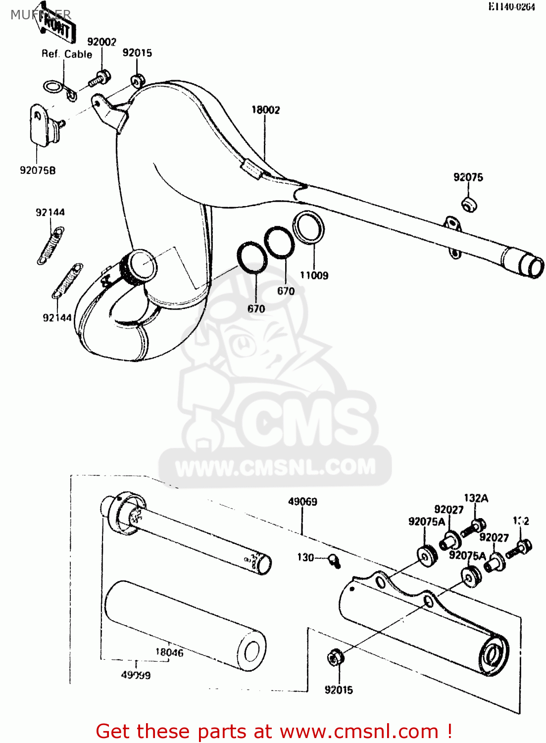 MUFFLER KX125-E2 1987 EUROPE UK AL
