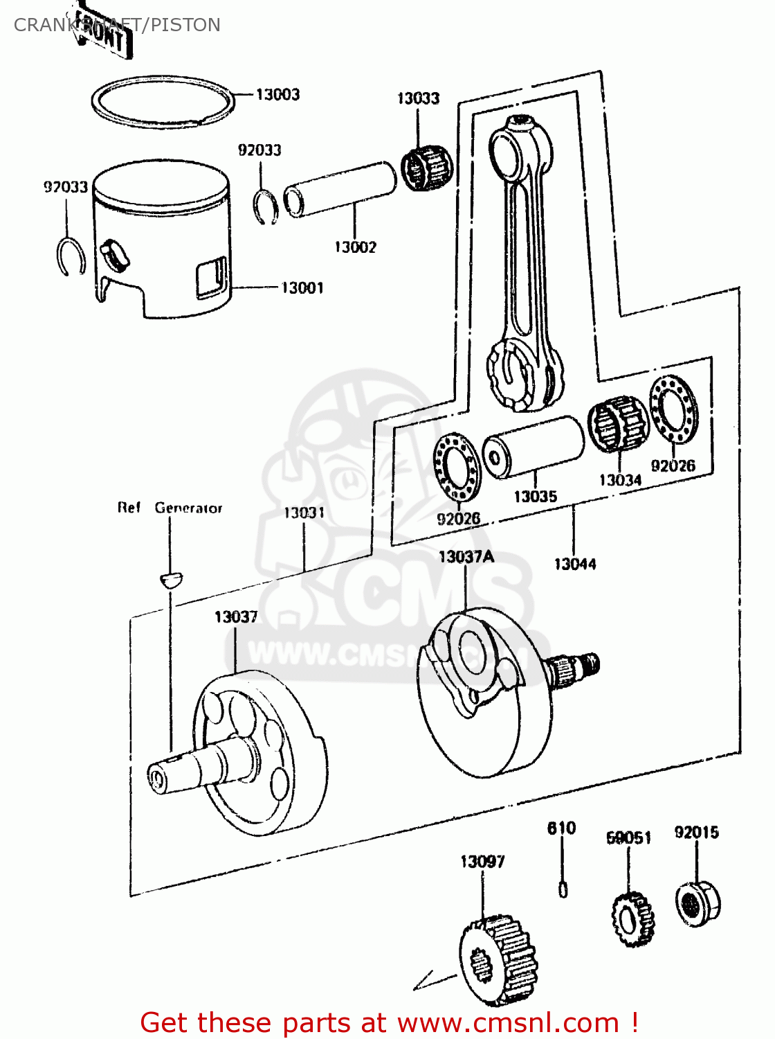 CRANKSHAFT/PISTON KX125-E2 1987 EUROPE UK AL