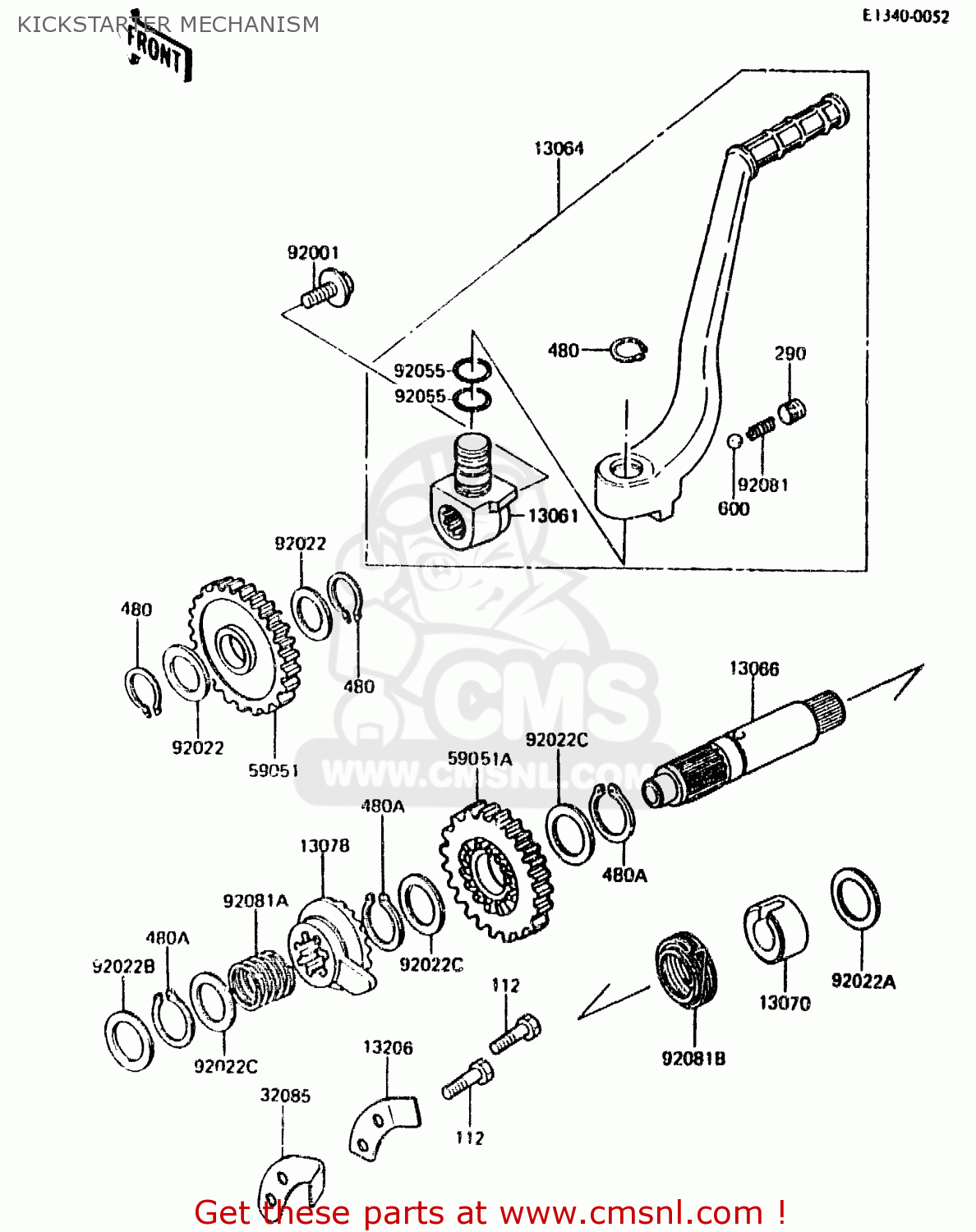 KICKSTARTER MECHANISM KX125-E2 1987 EUROPE UK AL