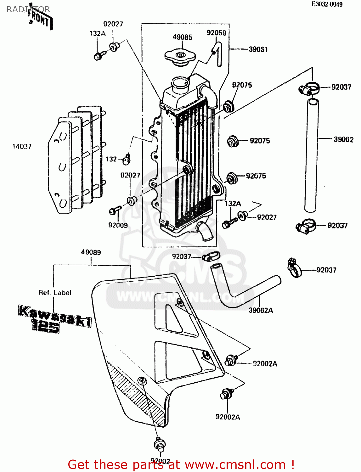 RADIATOR KX125-E2 1987 EUROPE UK AL