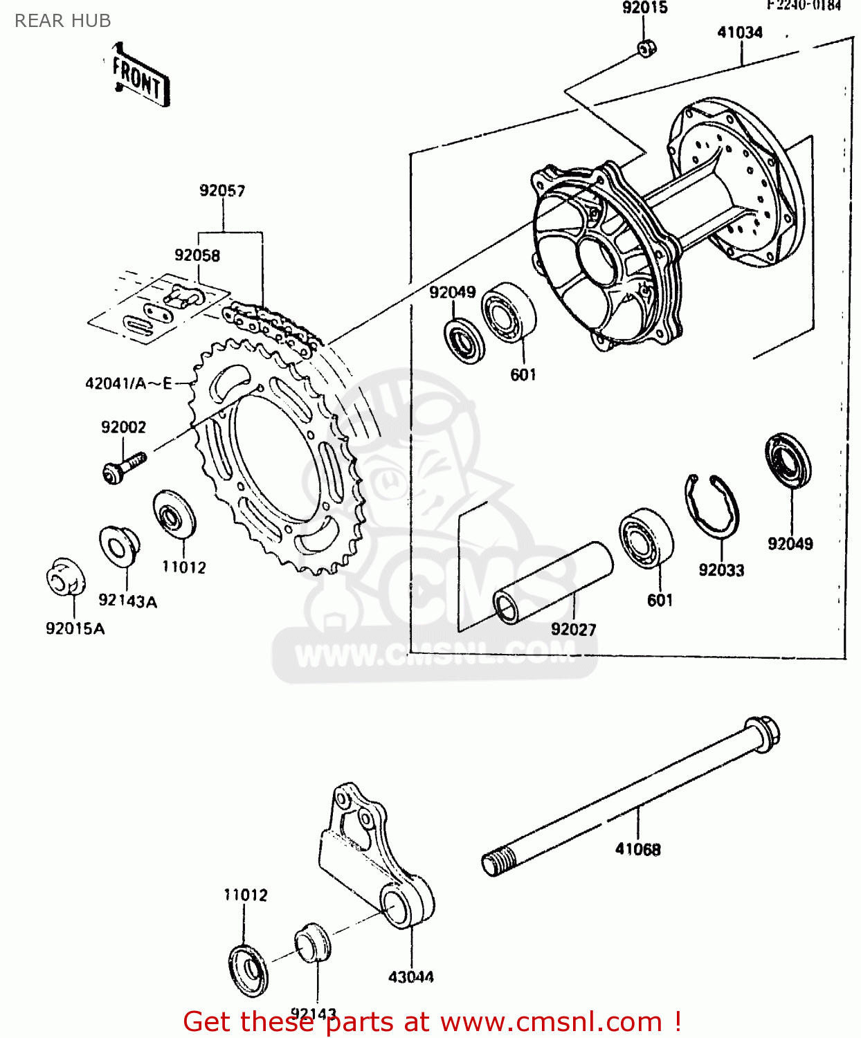REAR HUB KX125-E2 1987 EUROPE UK AL