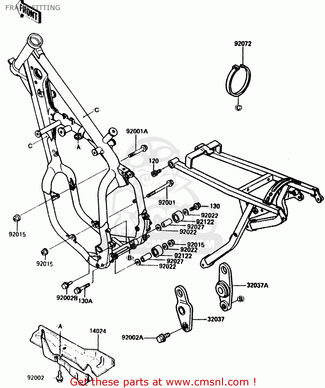 FRAME FITTING KX125-E2 1987 EUROPE UK AL
