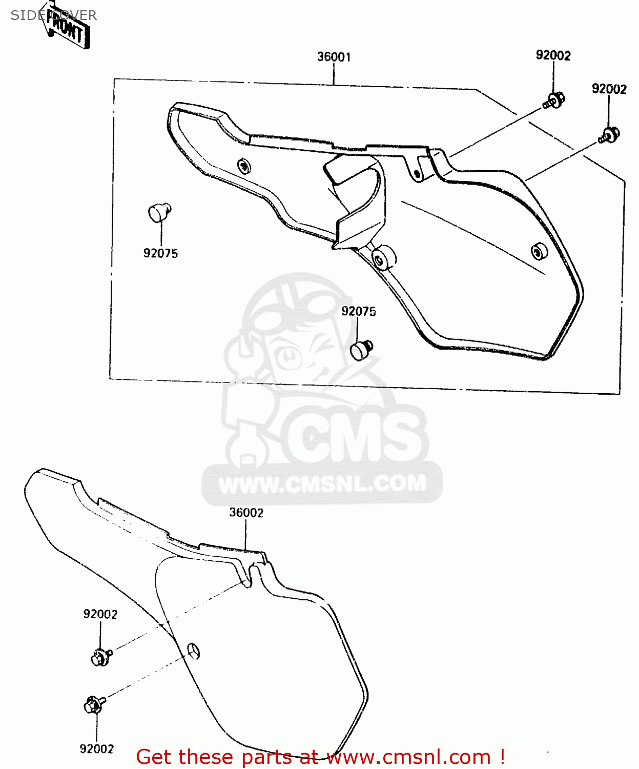 SIDE COVER KX125-E2 1987 EUROPE UK AL