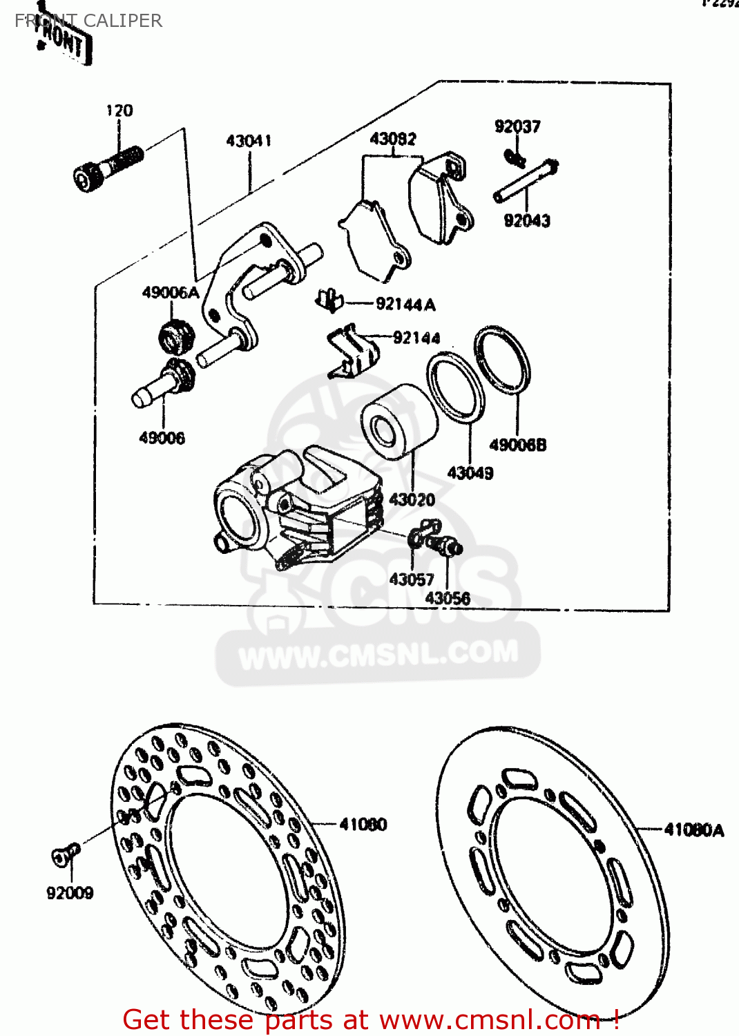 FRONT CALIPER KX125-E2 1987 EUROPE UK AL