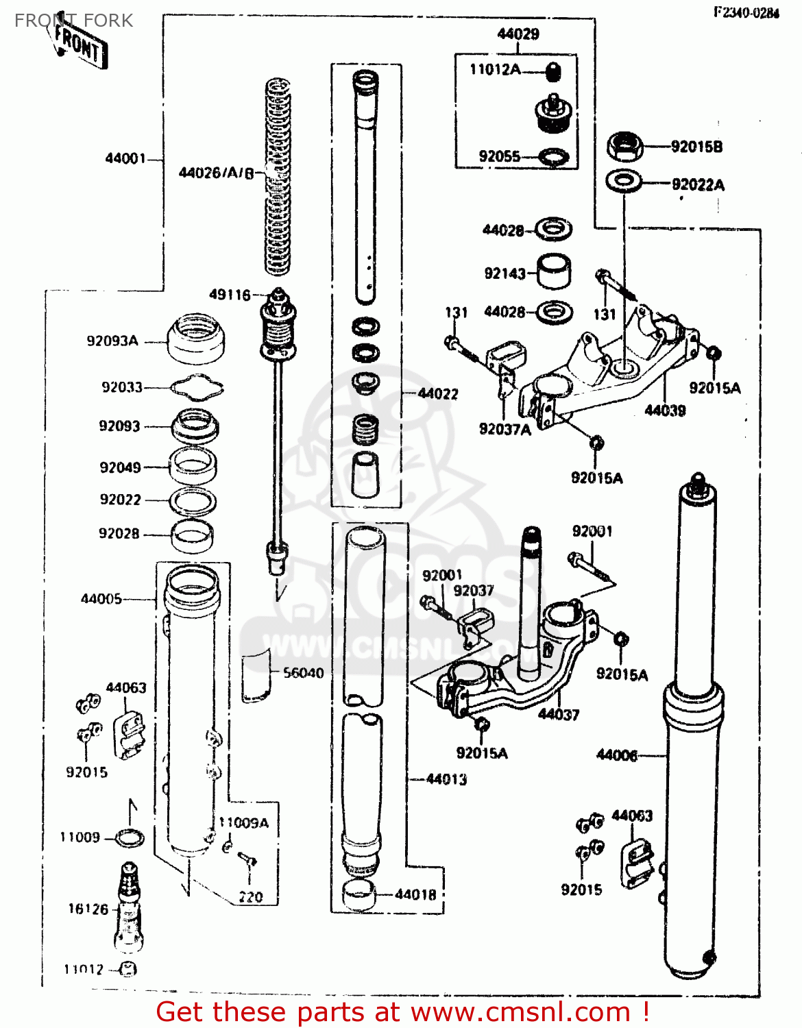 FRONT FORK KX125-E2 1987 EUROPE UK AL