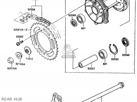 REAR HUB - KX125-E2 1987 EUROPE UK AL