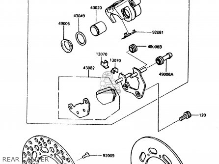 REAR CALIPER - KX125-E2 1987 EUROPE UK AL