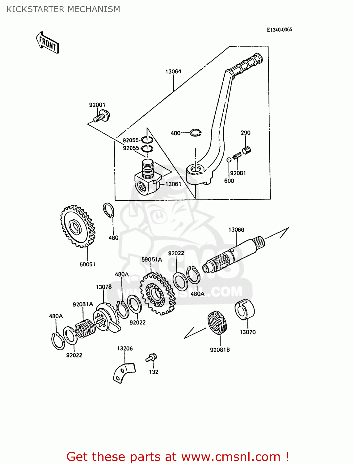 Kawasaki KX125-F1 1988 EUROPE UK AL KICKSTARTER MECHANISM - buy ...