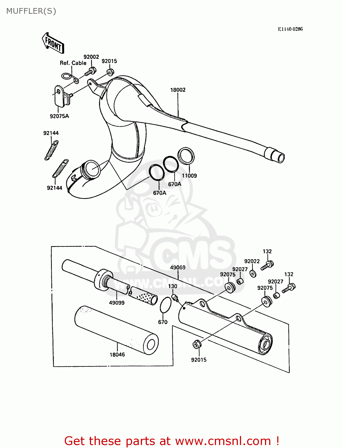 MUFFLER(S) KX125-F1 1988 EUROPE UK AL