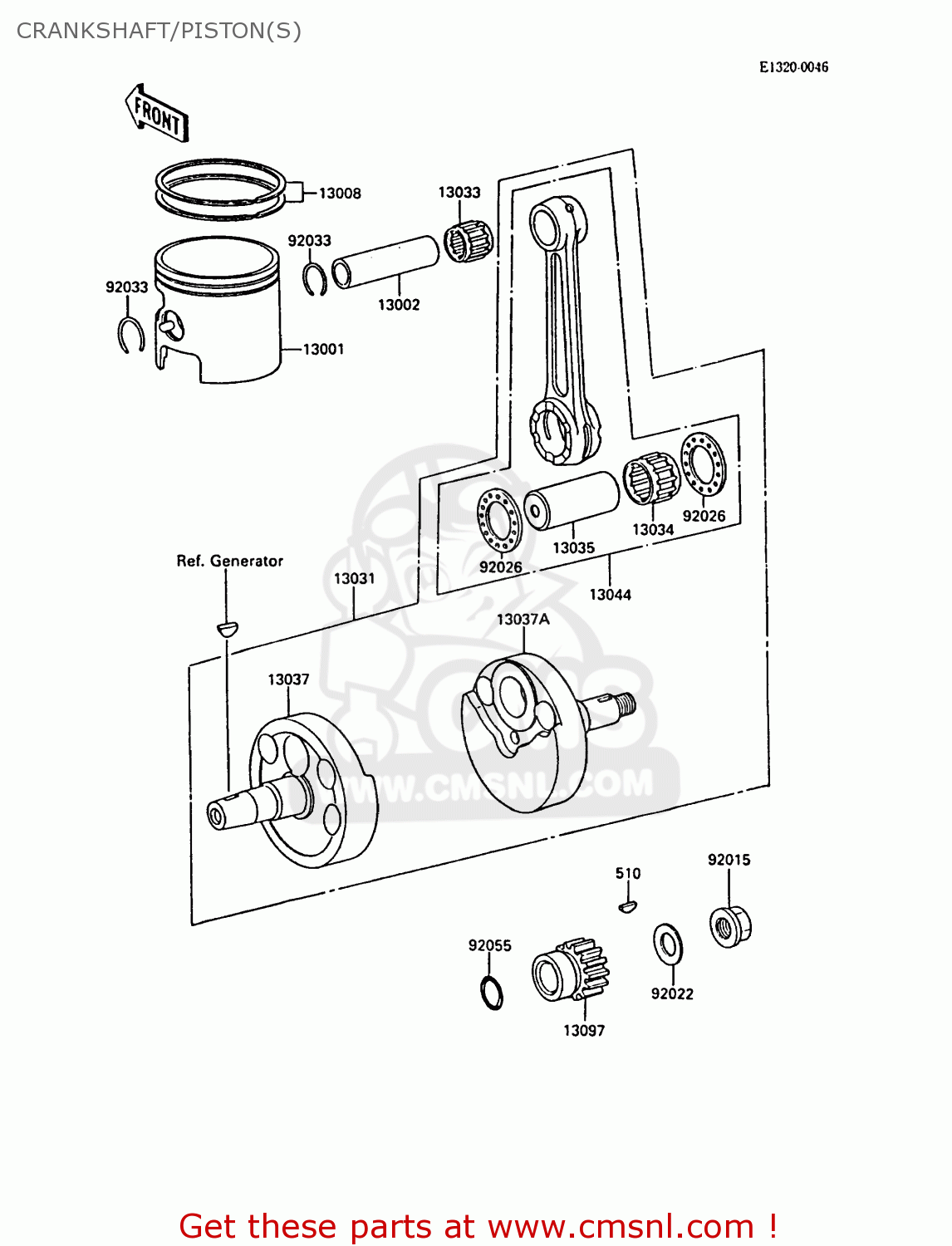 CRANKSHAFT/PISTON(S) KX125-F1 1988 EUROPE UK AL
