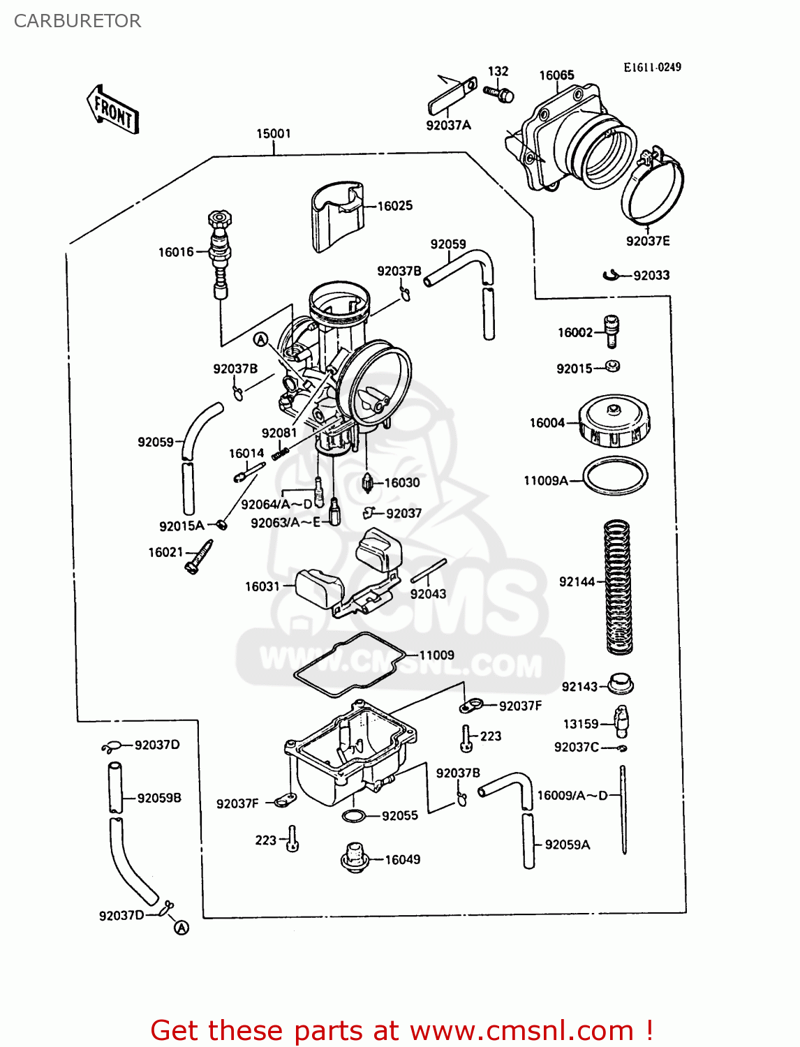CARBURETOR KX125-F1 1988 EUROPE UK AL