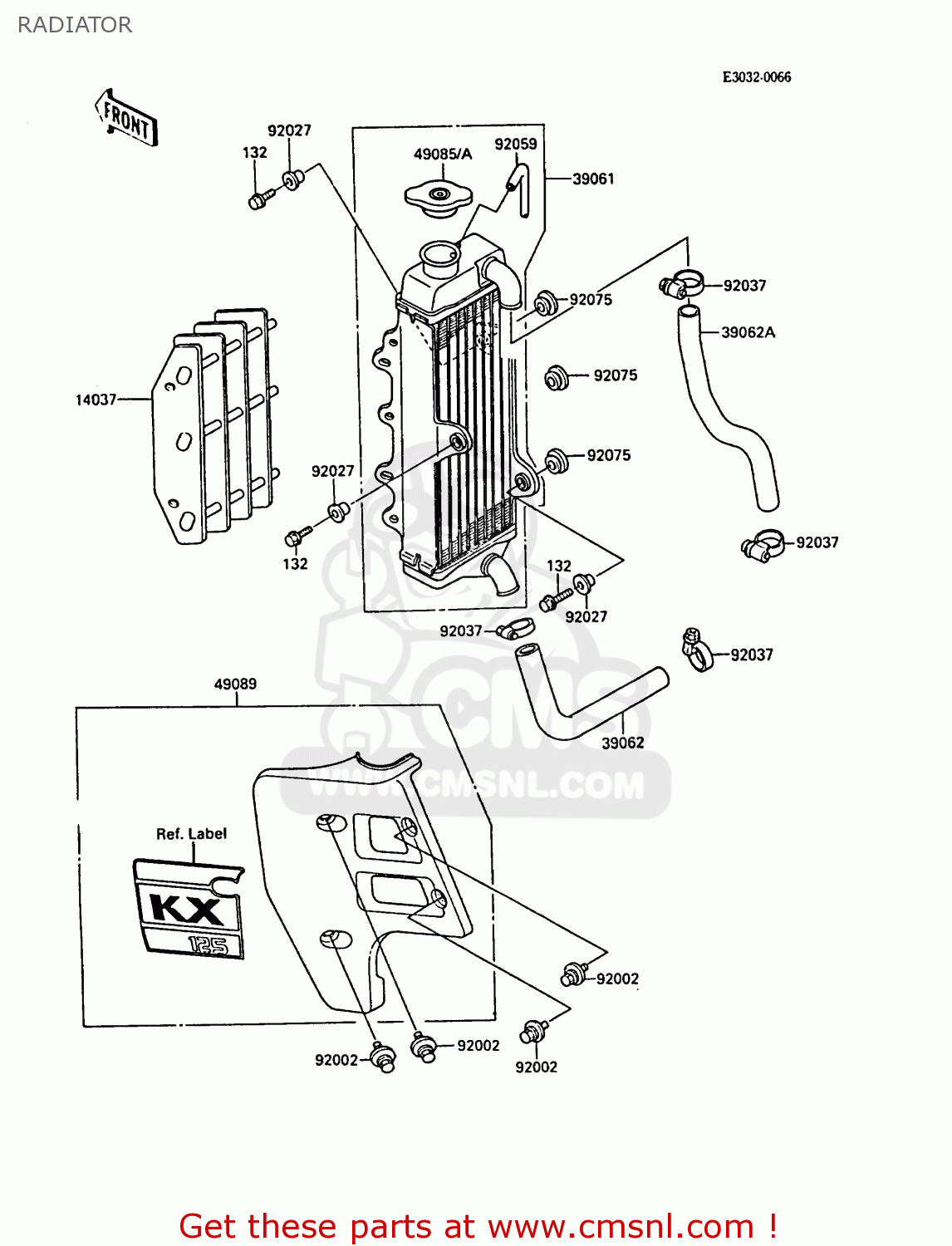 RADIATOR KX125-F1 1988 EUROPE UK AL