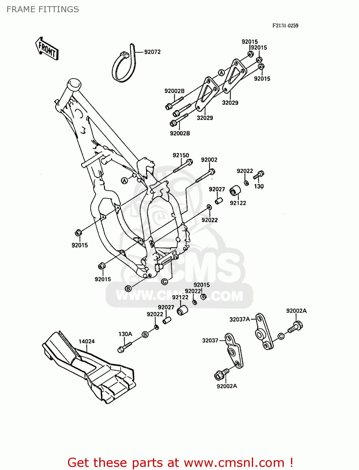 FRAME FITTINGS KX125-F1 1988 EUROPE UK AL