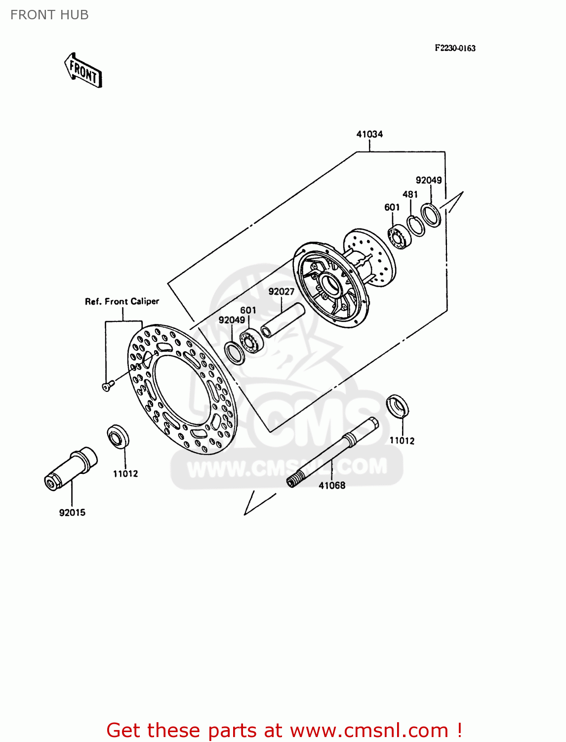 FRONT HUB KX125-F1 1988 EUROPE UK AL