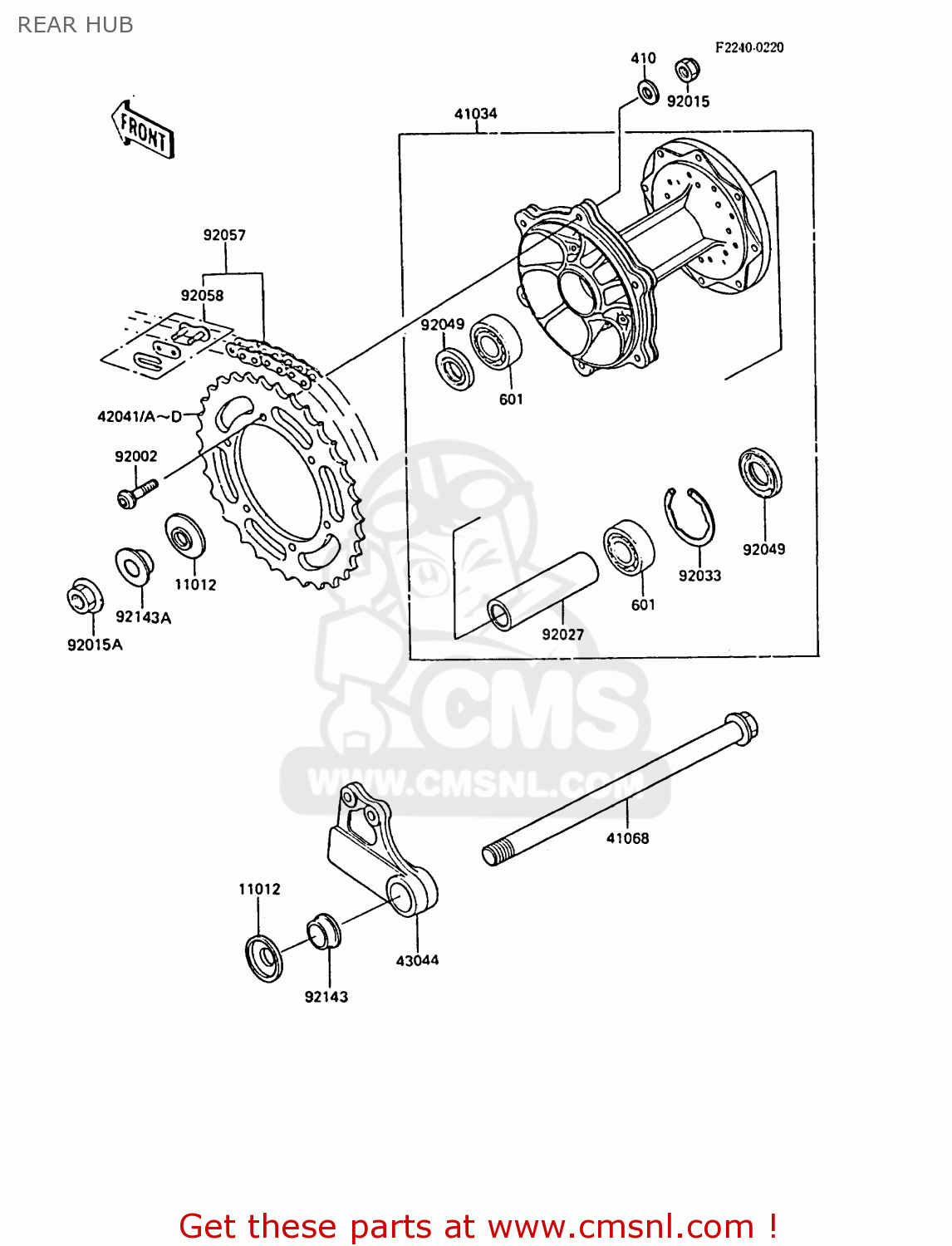 REAR HUB KX125-F1 1988 EUROPE UK AL