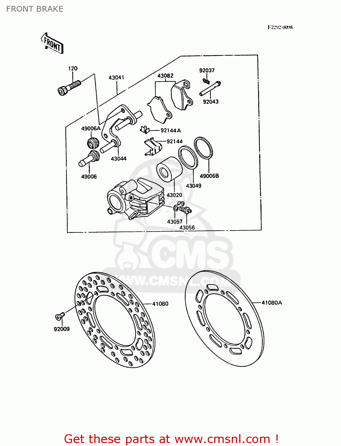 FRONT BRAKE KX125-F1 1988 EUROPE UK AL