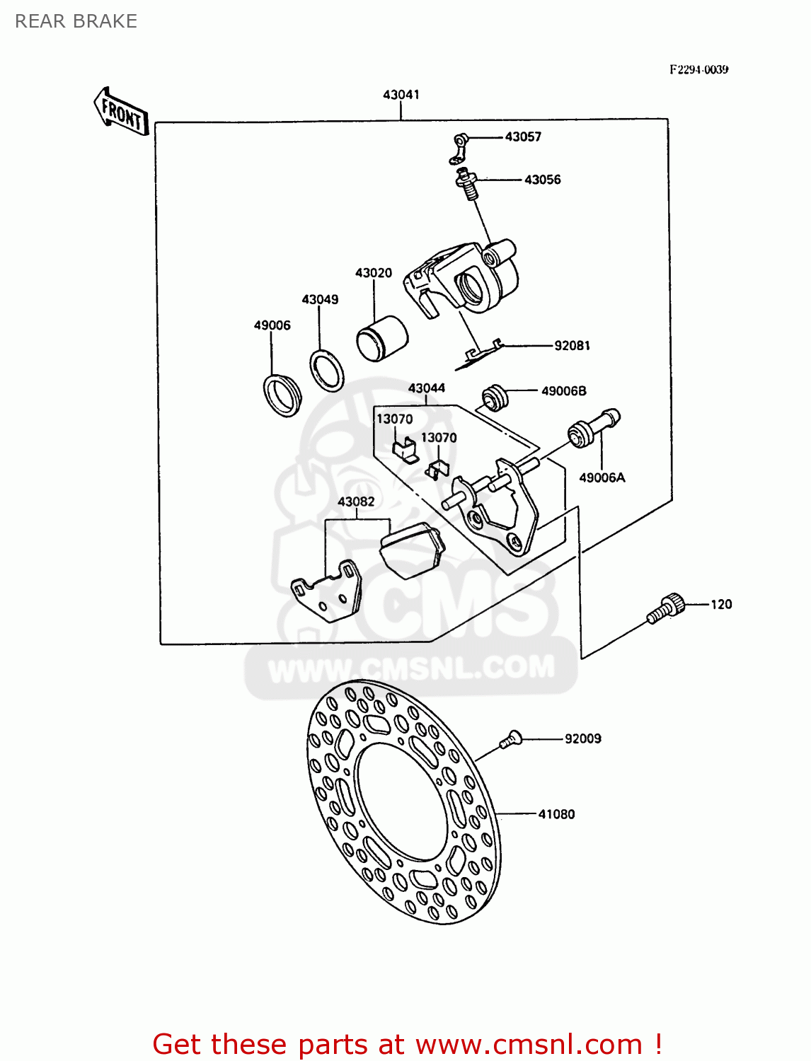 REAR BRAKE KX125-F1 1988 EUROPE UK AL