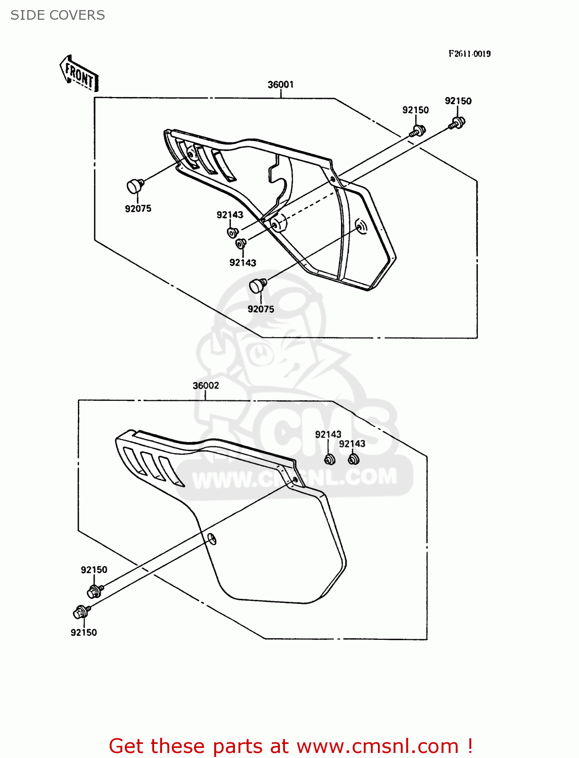 SIDE COVERS KX125-F1 1988 EUROPE UK AL