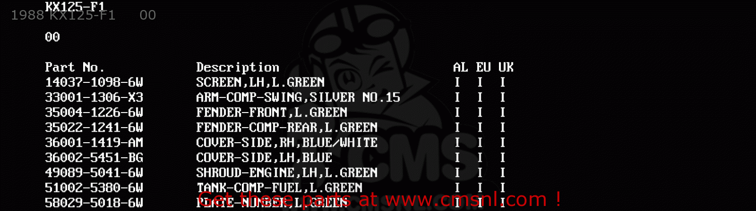 1988 KX125-F1     00 KX125-F1 1988 EUROPE UK AL