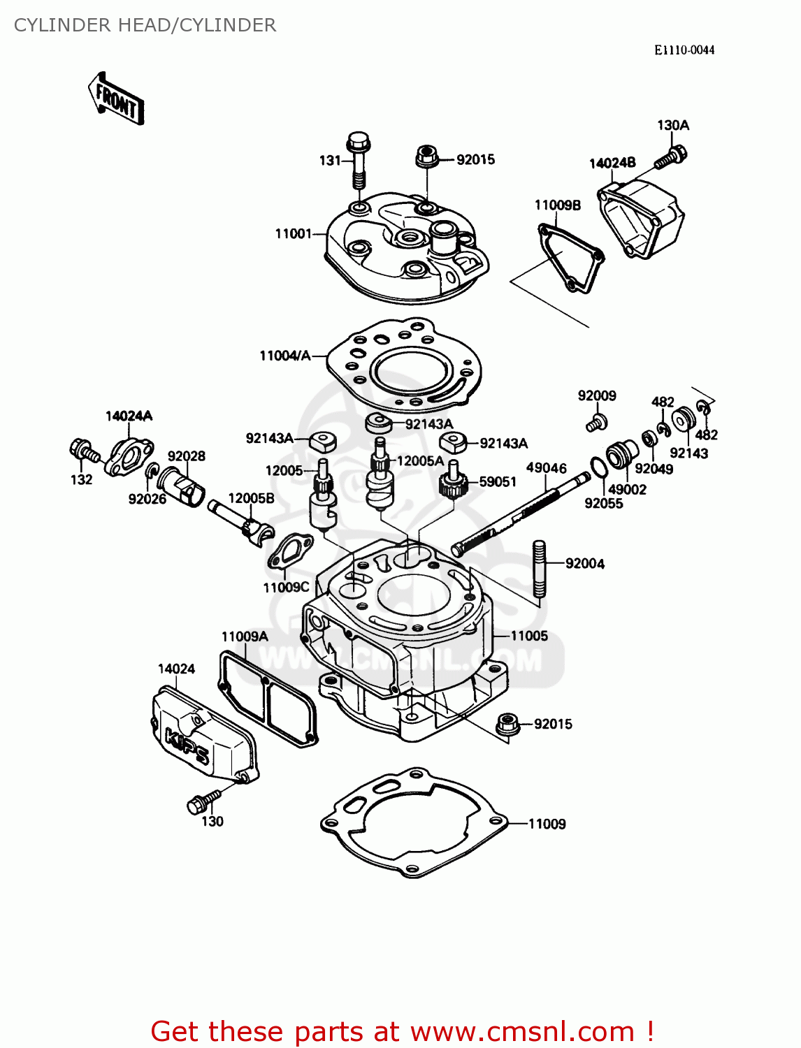 CYLINDER HEAD/CYLINDER KX125-F1 1988 USA CANADA