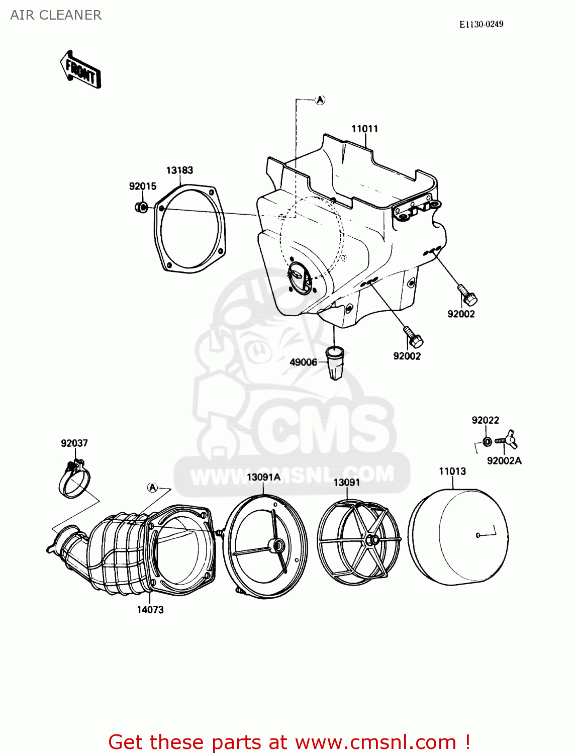 AIR CLEANER KX125-F1 1988 USA CANADA