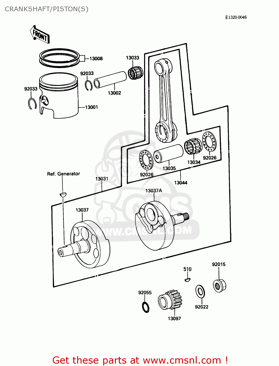 CRANKSHAFT/PISTON(S) KX125-F1 1988 USA CANADA