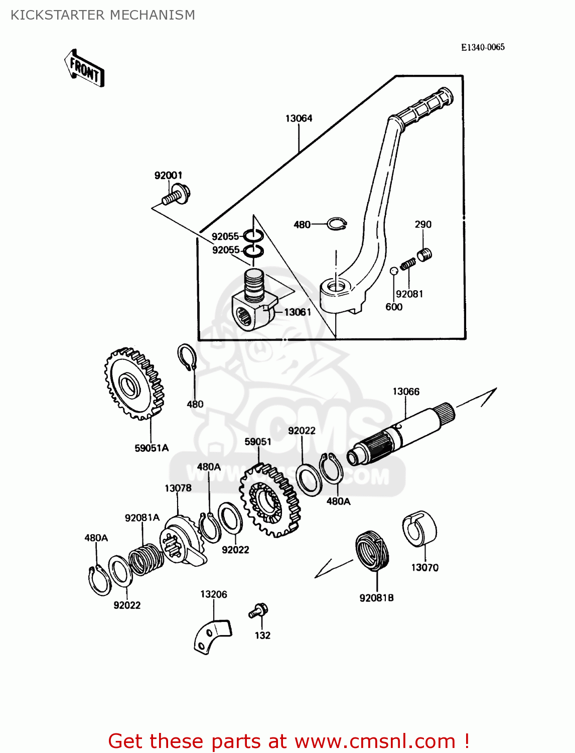 KICKSTARTER MECHANISM KX125-F1 1988 USA CANADA