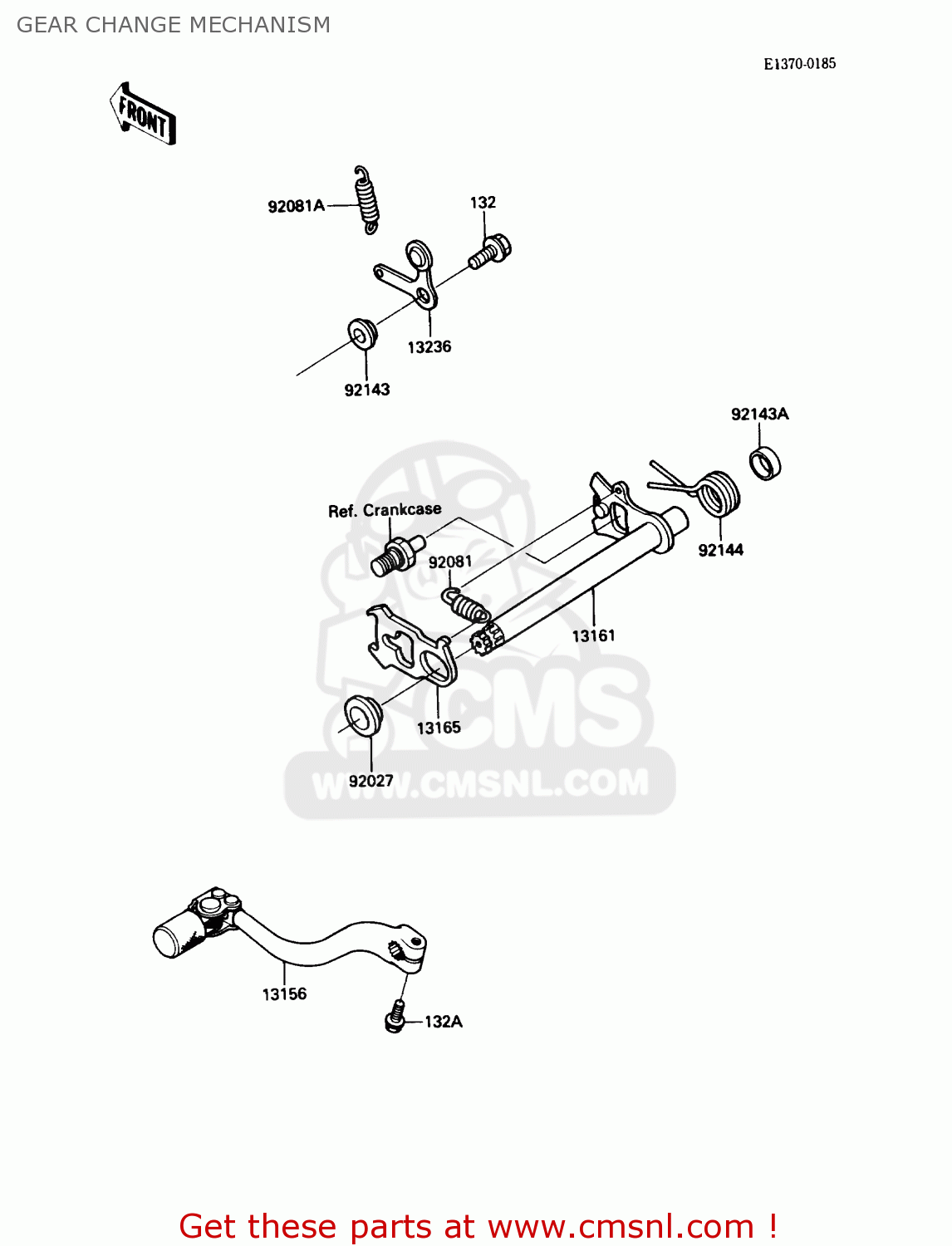 GEAR CHANGE MECHANISM KX125-F1 1988 USA CANADA