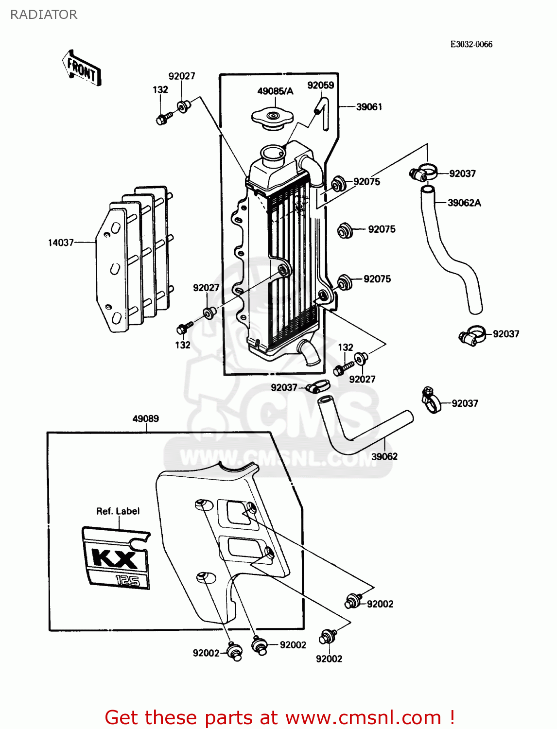 RADIATOR KX125-F1 1988 USA CANADA