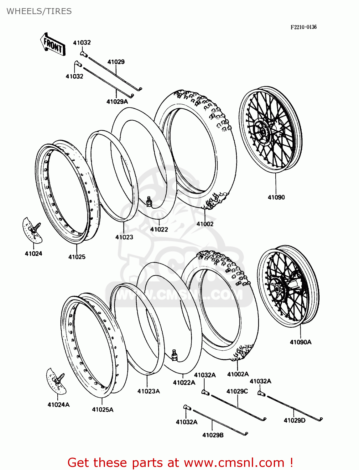 WHEELS/TIRES KX125-F1 1988 USA CANADA