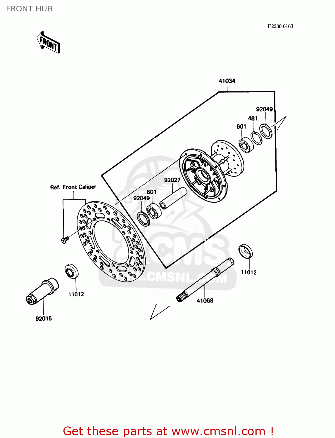FRONT HUB KX125-F1 1988 USA CANADA