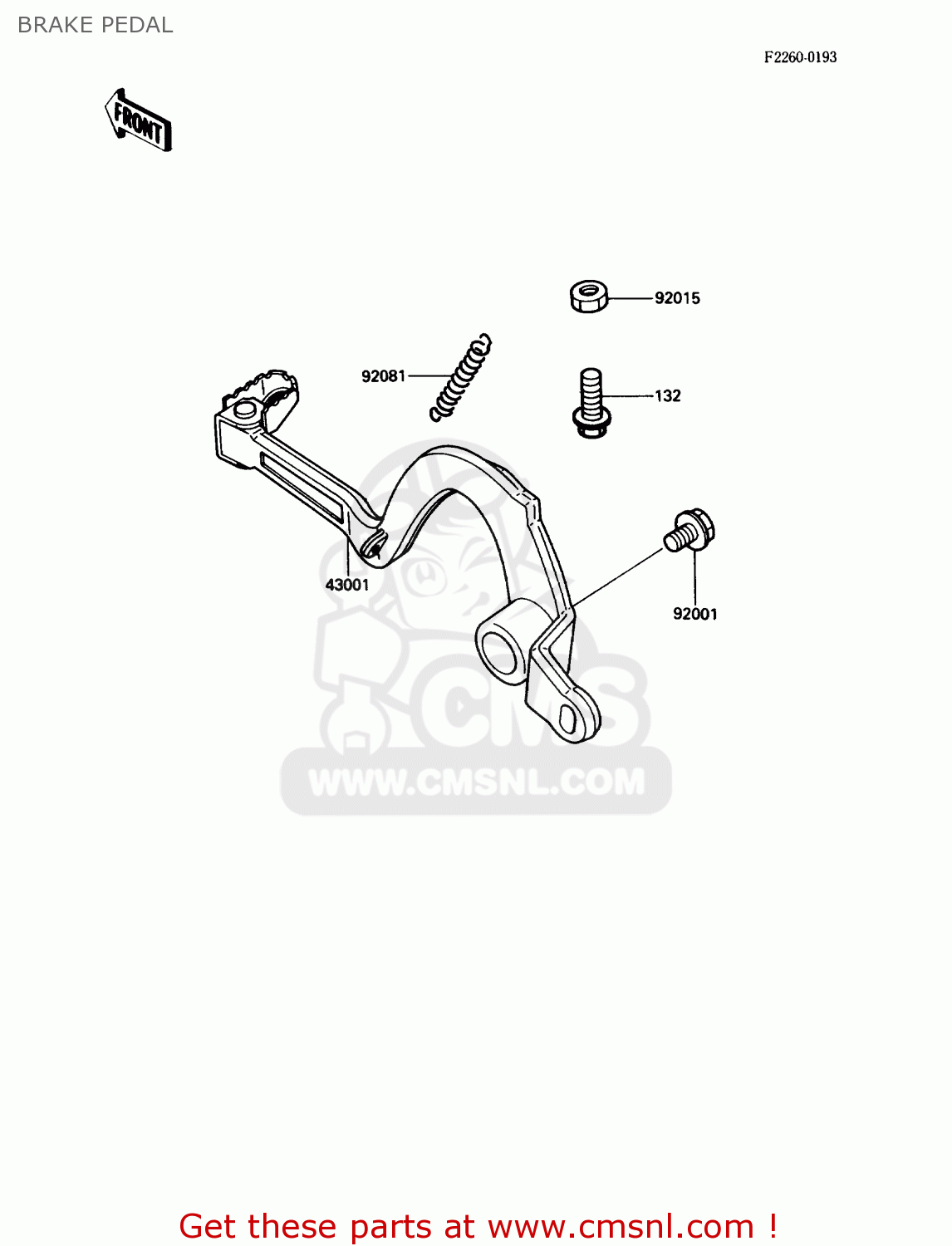 BRAKE PEDAL KX125-F1 1988 USA CANADA