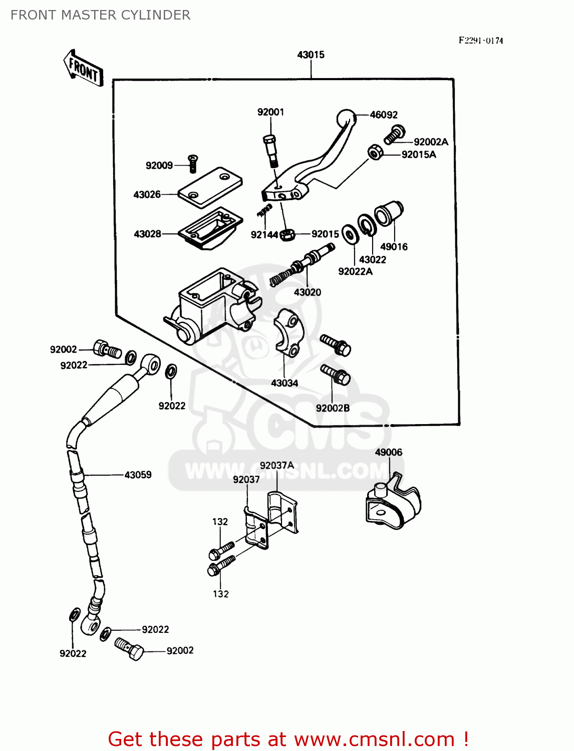 FRONT MASTER CYLINDER KX125-F1 1988 USA CANADA