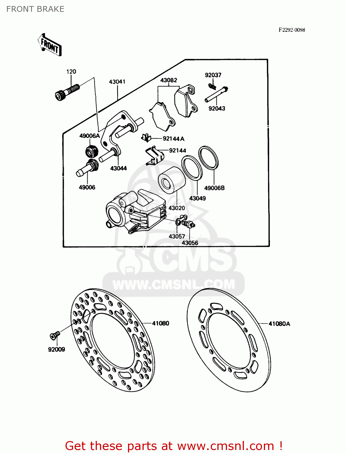 FRONT BRAKE KX125-F1 1988 USA CANADA