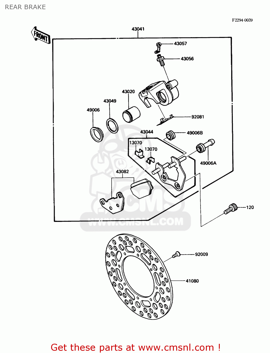 REAR BRAKE KX125-F1 1988 USA CANADA