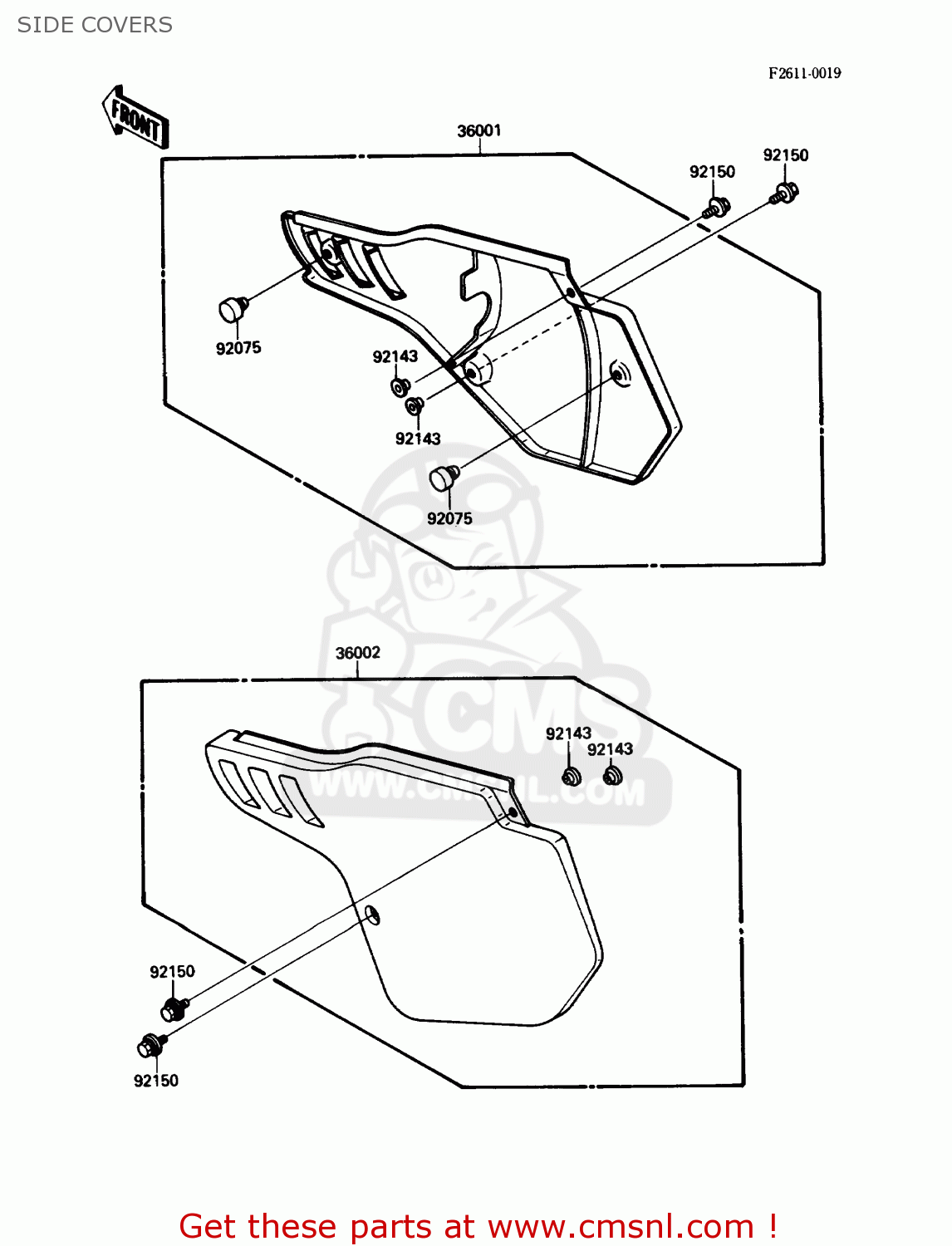 SIDE COVERS KX125-F1 1988 USA CANADA