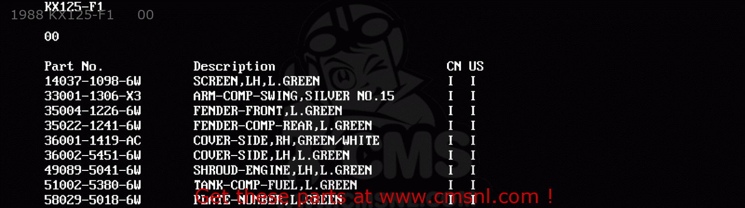 1988 KX125-F1     00 KX125-F1 1988 USA CANADA