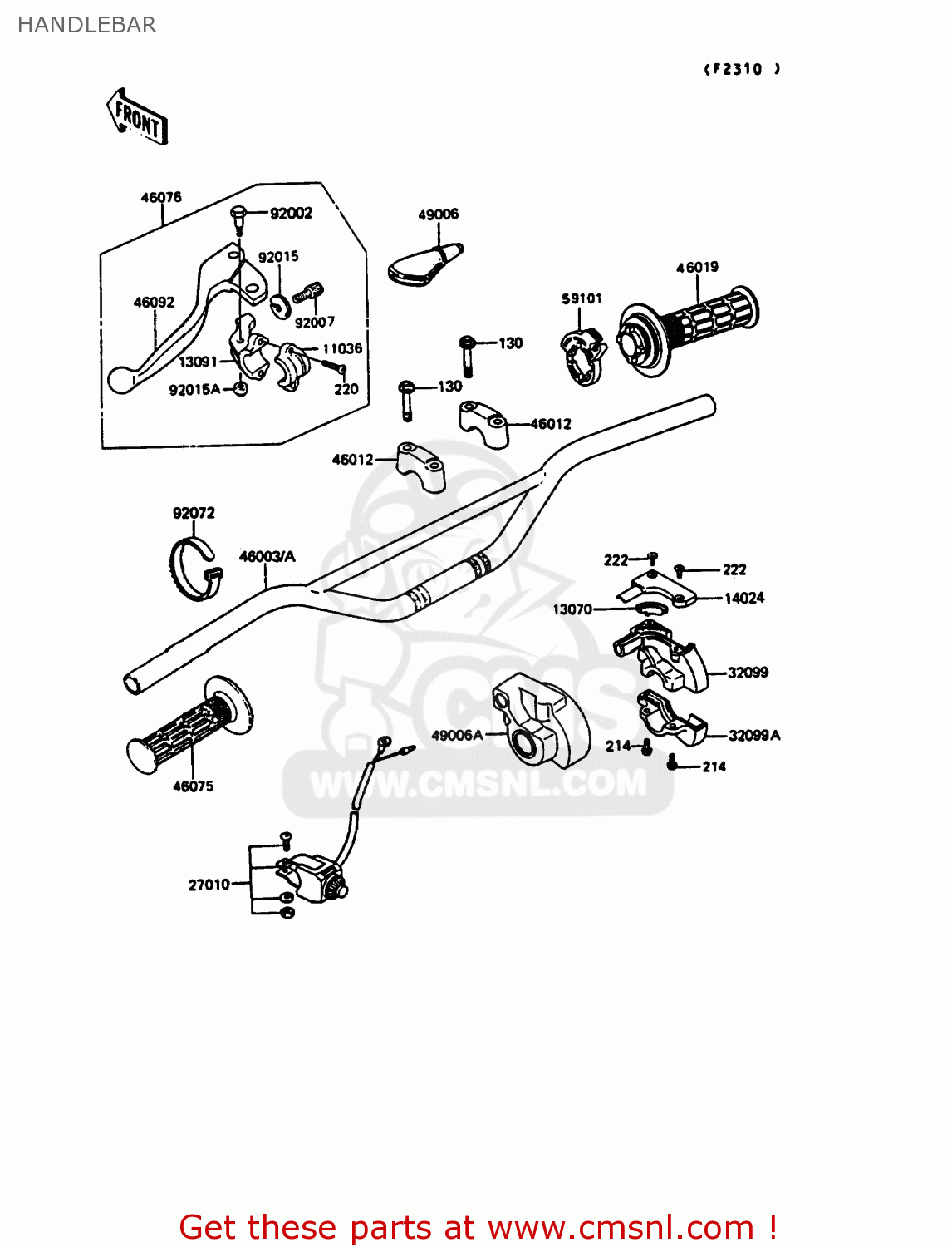 Kawasaki KX125-G1 1989 EUROPE UK AL HANDLEBAR - buy original HANDLEBAR ...