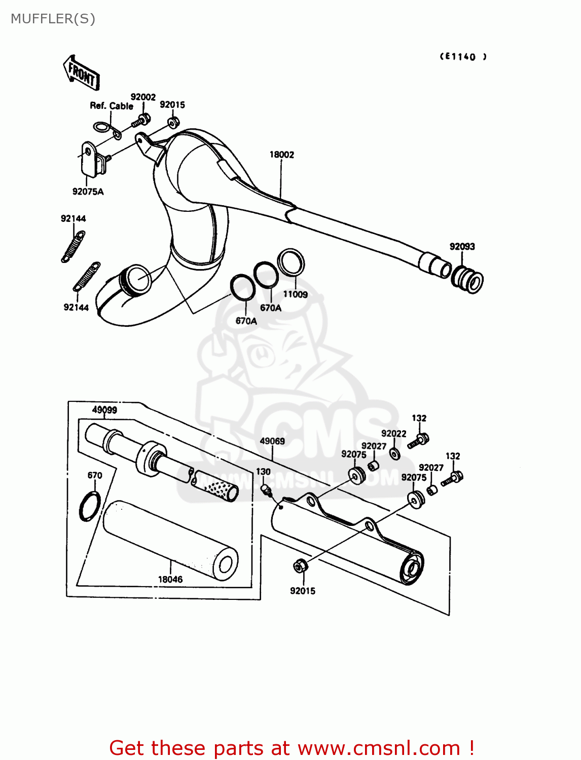 MUFFLER(S) KX125-G1 1989 EUROPE UK AL