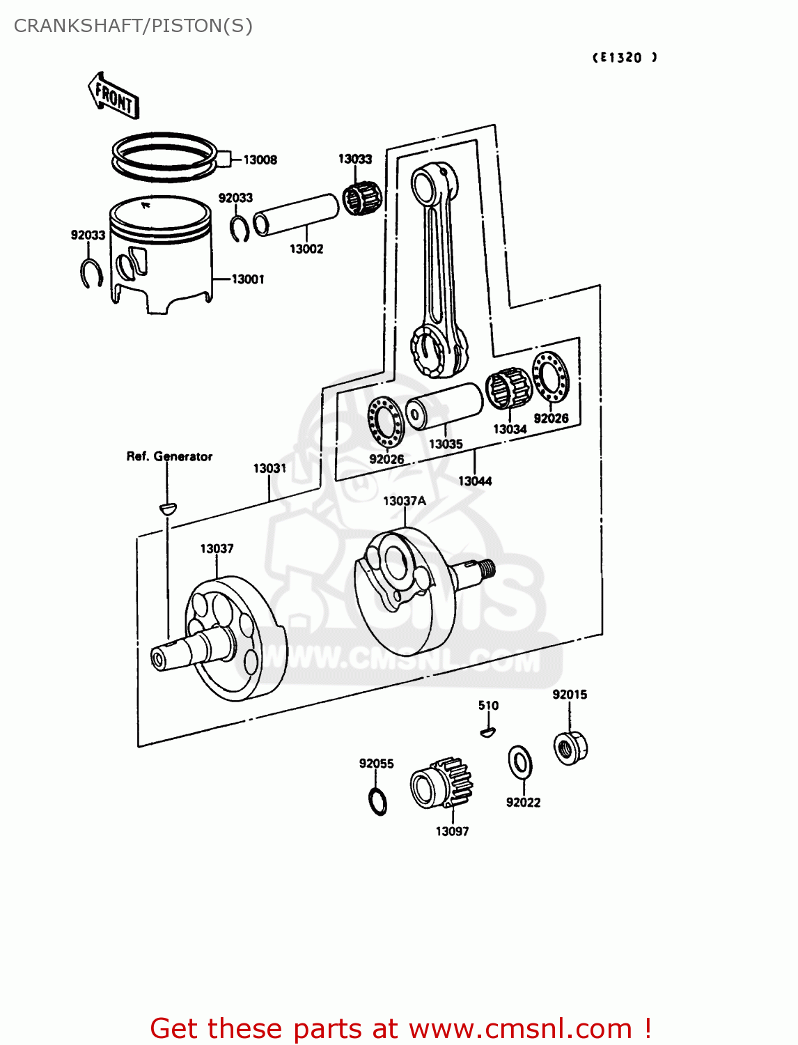 CRANKSHAFT/PISTON(S) KX125-G1 1989 EUROPE UK AL