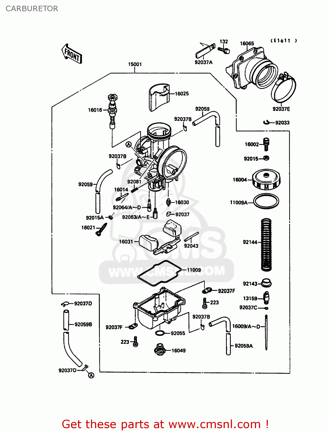 CARBURETOR KX125-G1 1989 EUROPE UK AL