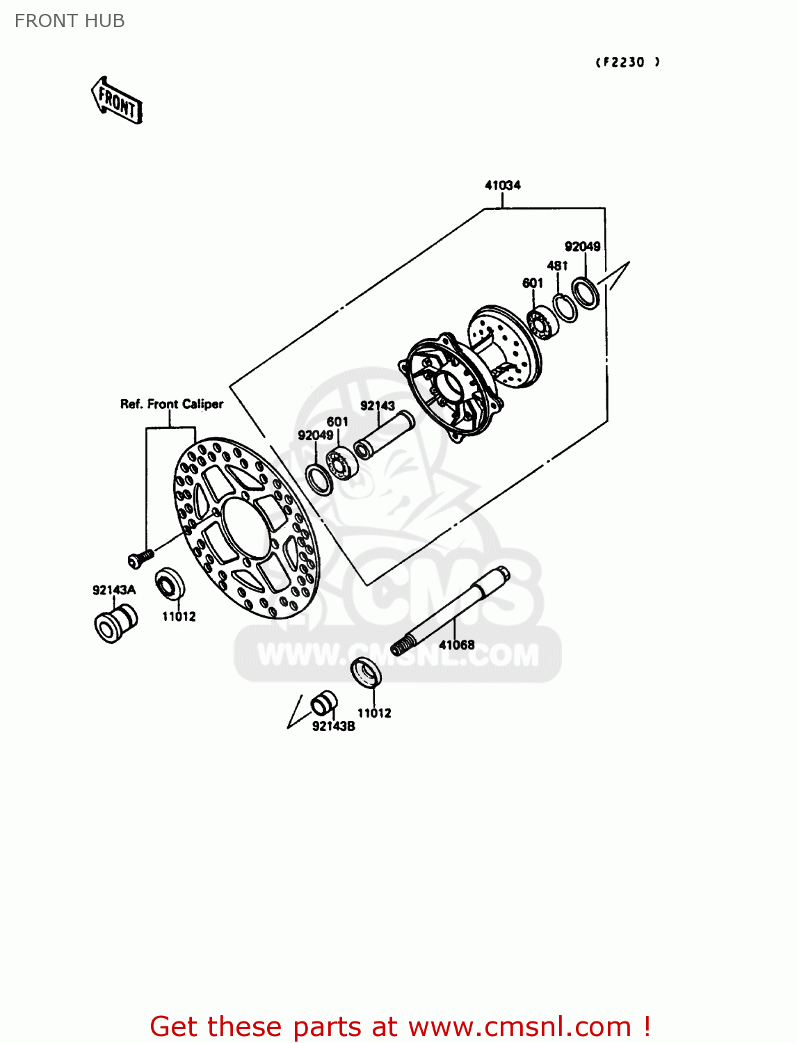FRONT HUB KX125-G1 1989 EUROPE UK AL