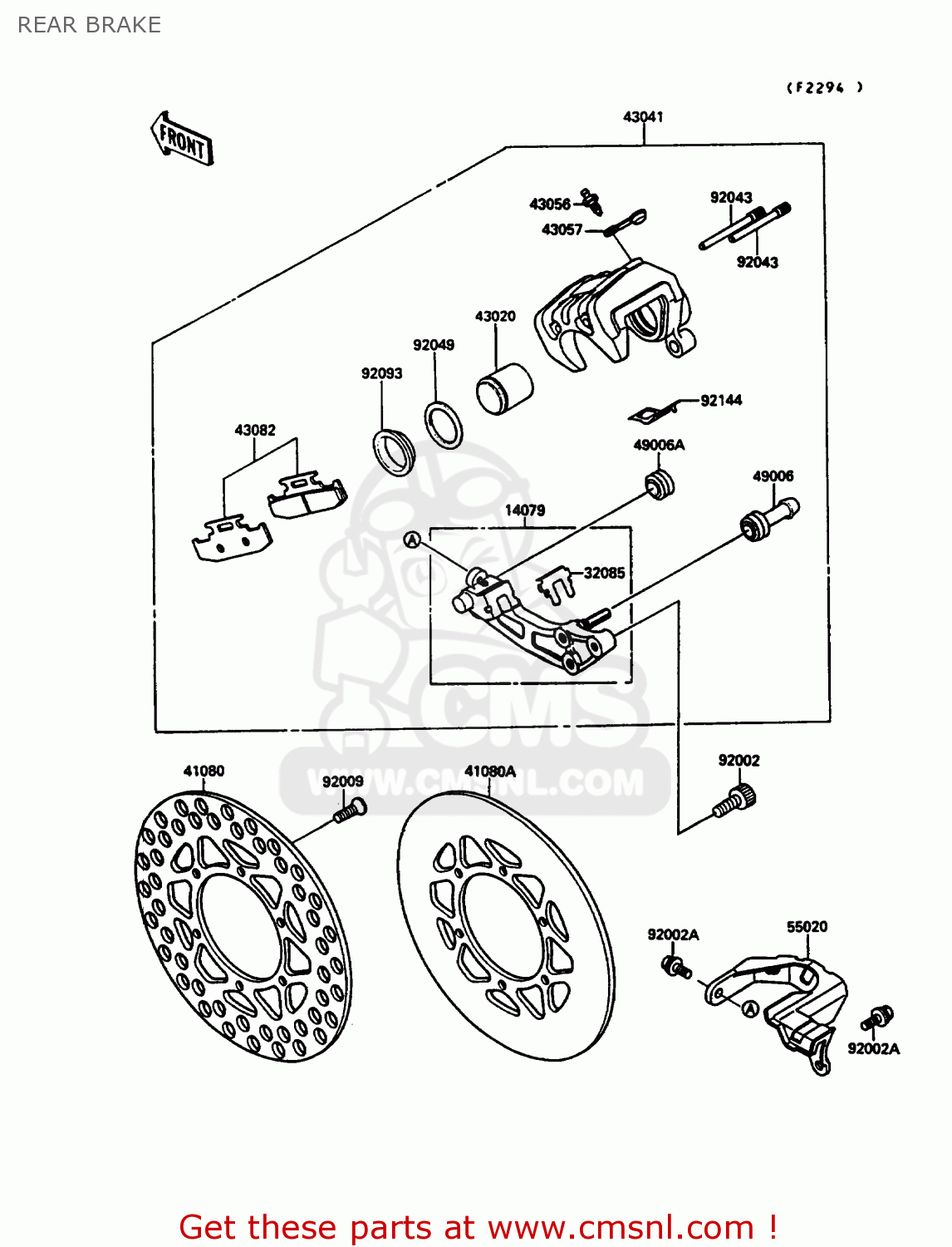 REAR BRAKE KX125-G1 1989 EUROPE UK AL