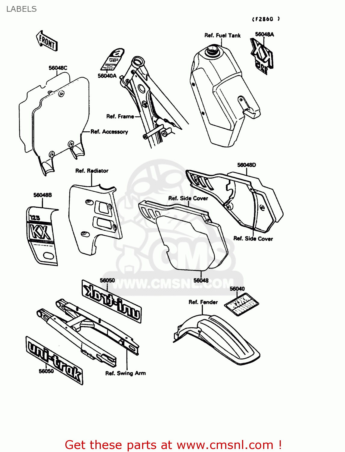 LABELS KX125-G1 1989 EUROPE UK AL