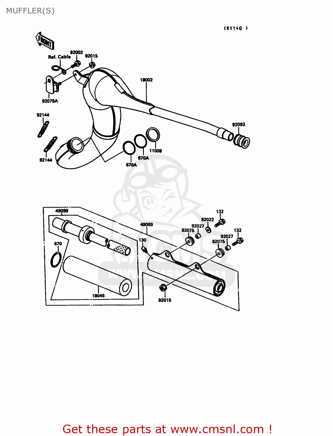 MUFFLER(S) KX125-G1 1989 USA CANADA